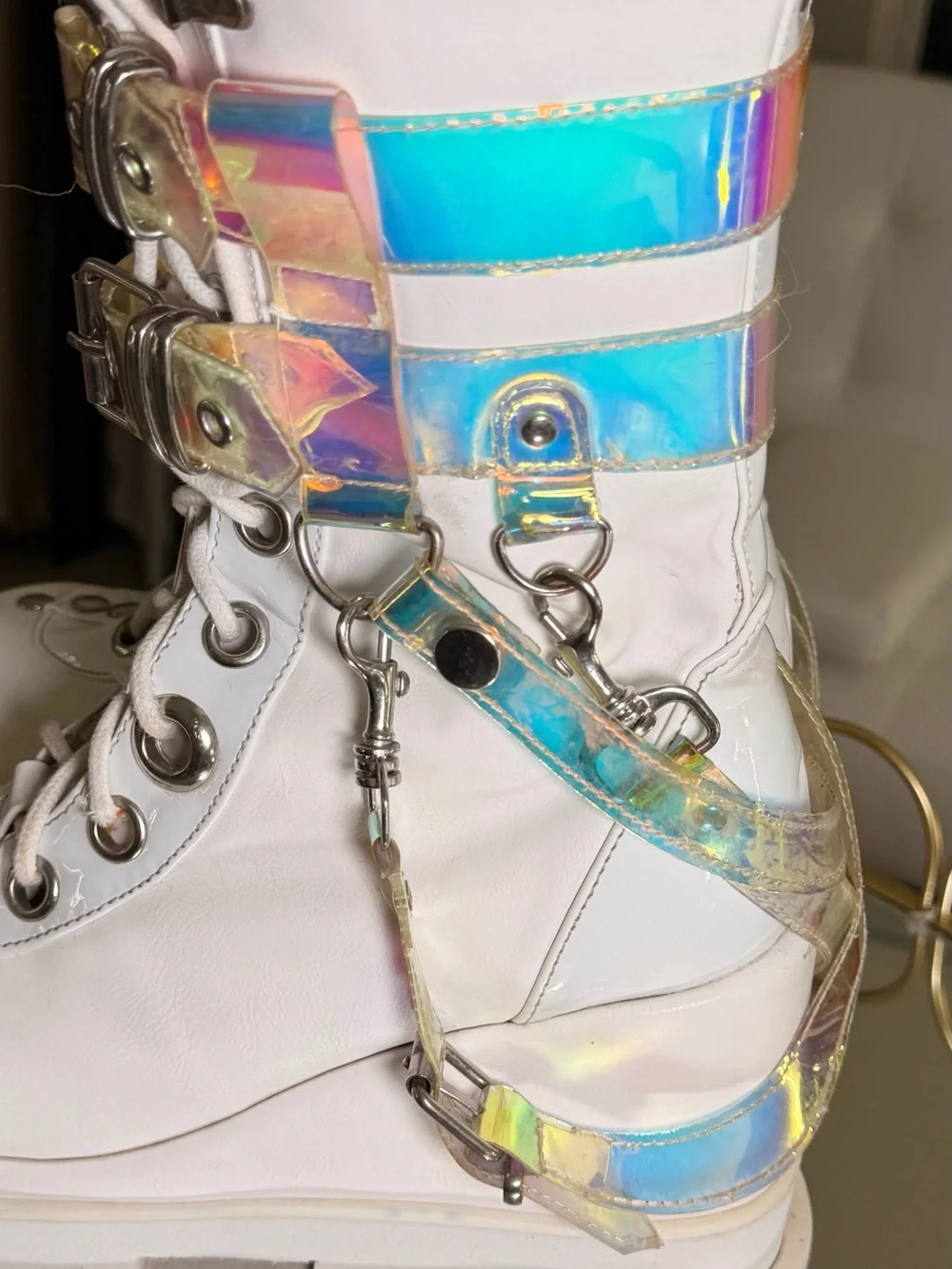 Cash Sold 📣 Women's Demonia Eternal 115 Triple Tiered Mid Calf Boot Size 7